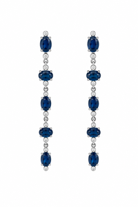 Diamond and Multi Sapphire Stud Earrings in 92.5 Sterling Silver Rhodium Plated-Wedding & Engagement Gift KLST-30935 - Product Image 4