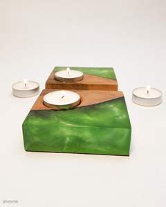 Portavelas de Resina y Madera Hecho a Mano, Decorativo, para Velas de Té, Decoración del Hogar, Portavelas de Mesa, Craftera Exports - Product Image 1