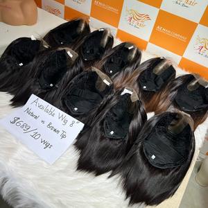 Peluca de cabello humano liso de 10 pulgadas natural disponible en negro y marrón, lista para enviar, precio al por mayor - Product Image 4