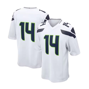 Custom Sublimated American Football Jersey <b>Men's</b> White Short Sleeve V-Neck Moisture Wicking Custom Number Team Design - Product Image 6