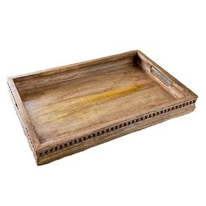 Vente chaude Designer Forme Rectangulaire Plateau En Bois Plateau De Service Alimentaire Présentoir Pas Cher Prix Personnalisé Décoration de La Maison - Product Image 1