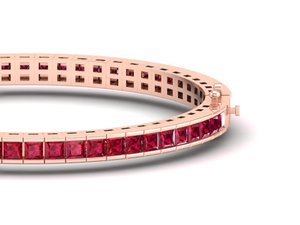 REYES High Quality 925 Sterling Silver Princess Cut 5.13Ct <b>Ruby</b> Gemstone Tennis <b>Bracelet</b> For Women Luxury Wedding Gift Jewelry - Product Image 3