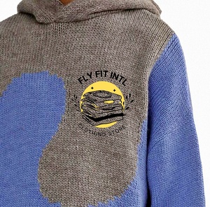 Sudadera con Capucha Unisex Fly Fit International, Tejida en Felpa, con Logotipo Frontal y Bolsillo, Estilo Casual para Otoño, Corte Holgado, 100% Algodón, Color Azul Sólido - Product Image 4