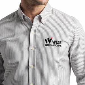 WIZE INTERNATIONAL <b>Men's</b> <b>Striped</b> Dress <b>Shirt</b> <b>Long</b> <b>Sleeve</b> Button Down Collar Cotton Poplin Smart Casual Spring Wear - Product Image 3