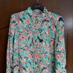 Blusa/Top de Moda para Mujer, Talla XL, Manga Larga, Estampado Floral, 100% Algodón, Estilo Casual Otoñal, Diseño de Botones Tejidos - Product Image 1