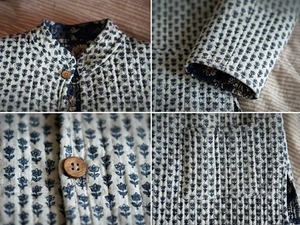 Indian Handmade <b>Knitted</b> Cotton Quilted Reversible <b>Animal</b> Print Three Quarter Sleeve Turn-down Collar Pullover Women's Jacket - Product Image 3