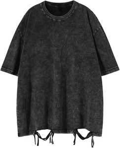 T-shirts en coton tricoté 100 % délavé à l'acide pour hommes, avec logo personnalisé, haute qualité, anti-rétrécissement, coupe ample, unis, vente en gros - Product Image 1