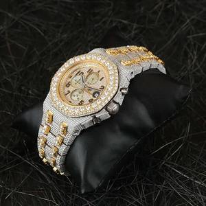 <b>Men's</b> Fashion Automatic Moissanite <b>Watch</b> with Fully Iced Out Diamond Solid Two Tone Stainless Steel Band Quartz Movement Jewelry - Product Image 6