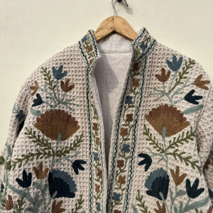 Veste Bohème Tricotée Brodée Suzani Vintage pour Femme, Manteau Court Ethnique à Motifs Floraux, Ouvert sur le Devant, Qualité Supérieure - Product Image 1