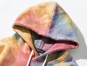 เสื้อฮู้ดดี้ผู้ชายแบบสั่งทำพิเศษ ย้อมสีแบบไท-ได ผ้าฝ้ายฟลีซ 100% มีกระเป๋า ป้องกันขนร่วง และเป็นมิตรต่อสิ่งแวดล้อม - Product Image 5