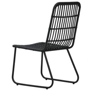 Ensemble de 2 chaises de jardin en rotin PE noir avec structure en acier thermolaqué, meubles d'extérieur durables - Product Image 5
