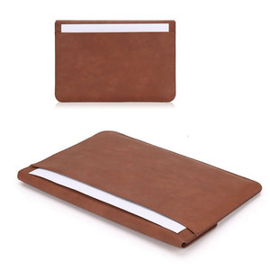 Brown PU Leather & Original Leather <b>Laptop</b> <b>Sleeve</b> with Flap Closure and Inner Pocket for Portable Protection - Product Image 1