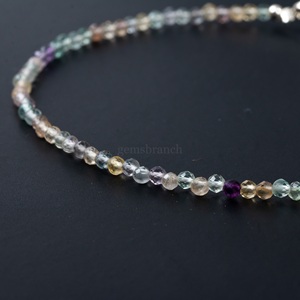 Pulsera de cuentas de fluorita natural multifacética, pulsera de piedras preciosas redondas microfacetadas, joyería para mujer, cristal curativo, regalo, cuentas de 2 mm - Product Image 5
