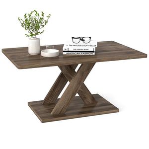 Tavolino Pieghevole Rustico Marrone 37.5 per Soggiorno, Design Geometrico Moderno con Texture Legno, Struttura in Legno di Gomma e Compensato - Product Image 1