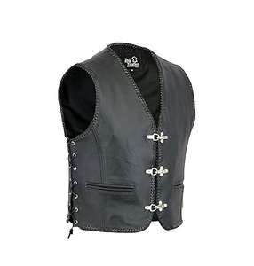 เสื้อกั๊กหนังสีดำคลาสสิกสำหรับผู้ชาย เสื้อกั๊กขี่มอเตอร์ไซค์ ไซส์ S ถึง 3XL - Product Image 1