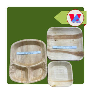 Bandeja de Servir Cuadrada de Hoja de Palma de Areca 100% Natural, 25cm, Resistente y Compostable, para Bodas Rústicas y Barbacoas al Aire Libre - Product Image 1