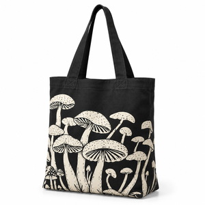 Sac fourre-tout en toile rouge à imprimé champignons Blazeno, sac à main réutilisable en polyester pour femme - Product Image 2