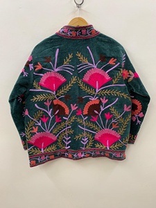 Bohemian Velvet Suzani Jacket Embroidered Jacket Oversize Winter Jacket Uzbek <b>Duster</b> Style Handmade Jacket Gift for Her - Product Image 3