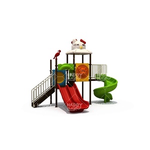 Équipement de terrain de jeu extérieur durable HP-OPC 002, toboggan et ensemble d'escalade pour les parcs - Product Image 1