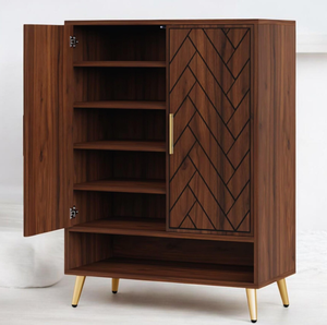 Meuble à chaussures moderne de luxe en bois massif et fer forgé, artisanat sur mesure pour salle à manger et salon, présentoir de rangement - Product Image 6