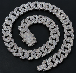 Hip-hop <b>Iced</b> <b>Out</b> Luxury Miami Cuban Link <b>Chain</b> High-quality Moissanite Diamond 15mm Cuban Necklace for Party - Product Image 3