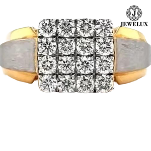 Jewelux 925 <b>Silver</b> 18K Gold Plated Cocktail <b>Ring</b> with <b>Emerald</b> Cut Channel Setting Geometric Luxury Unisex Design From India - Product Image 1