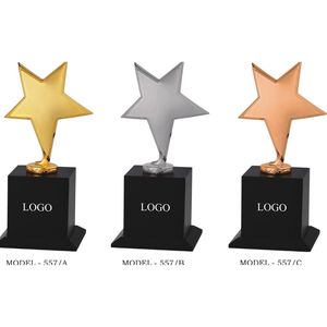 Premium Metal Golden Star Dial Elegant Office Desk Decor Luxury Silver Brown Gold Plated Corporate Aspiration Centerpiece - Product Image 1