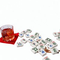 Tuiles de Mahjong américaines en acrylique blanc nacré, ensemble de 160 pièces avec motifs décoratifs pour jeux de société et tables de Mahjong à domicile