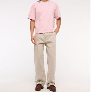 T-shirt rose oversize pour homme, coupe décontractée, en coton premium, doux, basique, streetwear, personnalisable, vente en gros, OEM ODM - Product Image 4