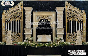 การตกแต่งเวทีงานแต่งงานด้วยเสาคริสตัลสีขาวสวยงาม งานแต่งงานแบบกูจาราต ตกแต่งเวทีแบบเปิด งานแต่งงานนิวยอร์ก - Product Image 3