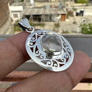Pendentif en Diamant Herkimer Naturel Brut en Gros, Breloque en Cristal de Quartz Vintage en Argent Sterling 925, Bijou Idéal pour Cadeau de Mariage ou de Fête - Product Image 3
