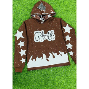 Sudadera con Capucha de Alta Calidad para Hombre, con Pedrería, Lisa, Transpirable, de Secado Rápido, 100% Algodón - Product Image 1