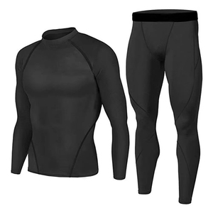 Wholesale Customized Design Compression Suit Gym Training Wear Solid Color 2-Piece Gym Yoga Set Spandex/Nylon Material Four-Way - Product Image 1