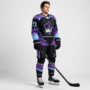 Tenue de hockey sur glace haute performance, vêtements d'équipe respirants, maillot et pantalon de hockey sur glace, tissu anti-humidité pour la compétition - Product Image 2