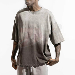 Camiseta de Hombre con Lavado Ácido OEM, Algodón Grueso, Estilo Urbano Moderno, Camiseta de Algodón con Lavado Ácido para Hombre, Estilo Urbano Oversize - Product Image 5