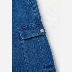 กางเกงยีนส์ทรงตรงขาตรงแบบสวมใส่สบาย น้ำหนักเบา ผ้าเดนิม 100% คอตตอน สีพื้น มีกระเป๋าคาร์โก้ ทรงหลวมสำหรับผู้ชาย เหมาะสำหรับฤดูใบไม้ผลิ ขายส่ง - Product Image 5