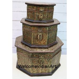 Handmade Wood and Brass <b>Decorative</b> <b>Storage</b> <b>Boxes</b> Model 1 - Product Image 1