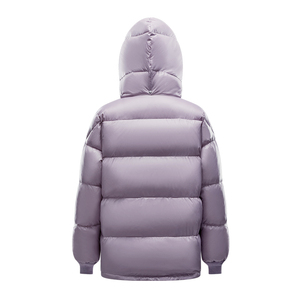 Chaqueta Acolchada para Mujer, Color Morado Claro, con Capucha, Resistente al Viento, Informal, para Invierno, Largo Regular, Cierre de Botones, Color Sólido - Product Image 2