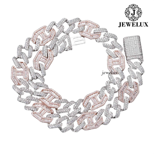 High Quality <b>Statement</b> <b>Necklace</b> 925 Silver Plated Moissanite Geometric Link Chain Luxury Party Jewelry Unisex For Sale - Product Image 4