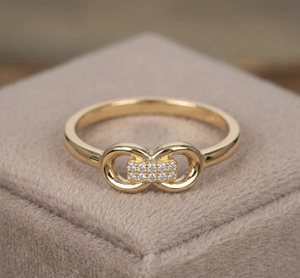 Anillo de Diamantes con Eslabones Entrelazados, Oro de 14K/18K, Anillo con Forma de Ocho, Anillo de Nudo Infinito, Símbolos de Amor, Joyería Elegante, Regalo - Product Image 4