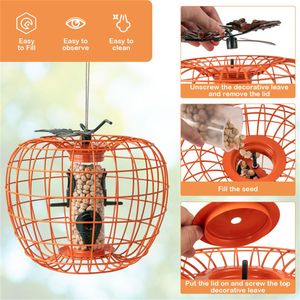 Mangeoire à oiseaux anti-écureuils pour jardin avec cage et 4 ports métalliques – Niche attrayante pour oiseaux pour jardin et maison - Product Image 6