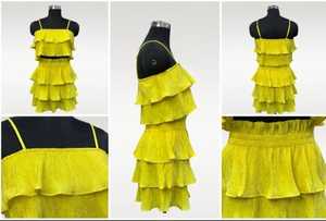 <b>Women's</b> <b>Yellow</b> Ruffle Strapless Tank <b>Top</b> Casual Chiffon Layered Sleeveless <b>Top</b> Solid Color Woven Fabric - Product Image 4