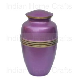 Urne funéraire en laiton de style américain, pot commémoratif violet avec bande dorée, gravure personnalisée - Artisanat indien - Product Image 2