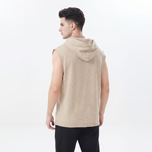 Camiseta sin mangas con capucha para hombre, 100% algodón, para gimnasio, fitness, entrenamiento, camiseta muscular, chaleco sin mangas personalizado, sudadera con capucha para hombre - Product Image 2
