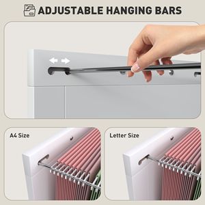 Meuble de rangement vertical rustique style ferme à 2 tiroirs, blanc vieilli, pour papiers A4 et format lettre - Product Image 6