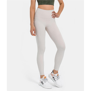 High Waist Seamless Yoga <b>Leggings</b> Full Length Solid Color <b>With</b> <b>Pockets</b> Four-Way Stretch Spandex Polyester Women's <b>Workout</b> Pants - Product Image 6