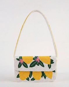 Bolso de Hombro Bohemio con Cuentas y Bordado, Asa Única, Patrón de Limón Amarillo, para Uso Diario en Verano - Product Image 1