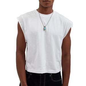 Débardeur en maille de coton polyester à séchage rapide pour homme, personnalisable avec logo, t-shirt sans manches vierge, t-shirt 100 % coton pour homme, coupe ample, imprimé - Product Image 1