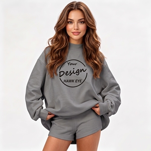 Custom Printed Letter Mockneck Cotton Heavyweight <b>Jumper</b> Embroidered Soft Fleece Mockneck Oversized Sweatshirt Women - Product Image 1