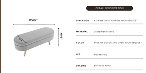 Banco Otomano Moderno Ajustable para Dormitorio, Hotel o Apartamento, Banco de Entrada Tapizado de Tela para Sala de Estar, Cama - Product Image 5